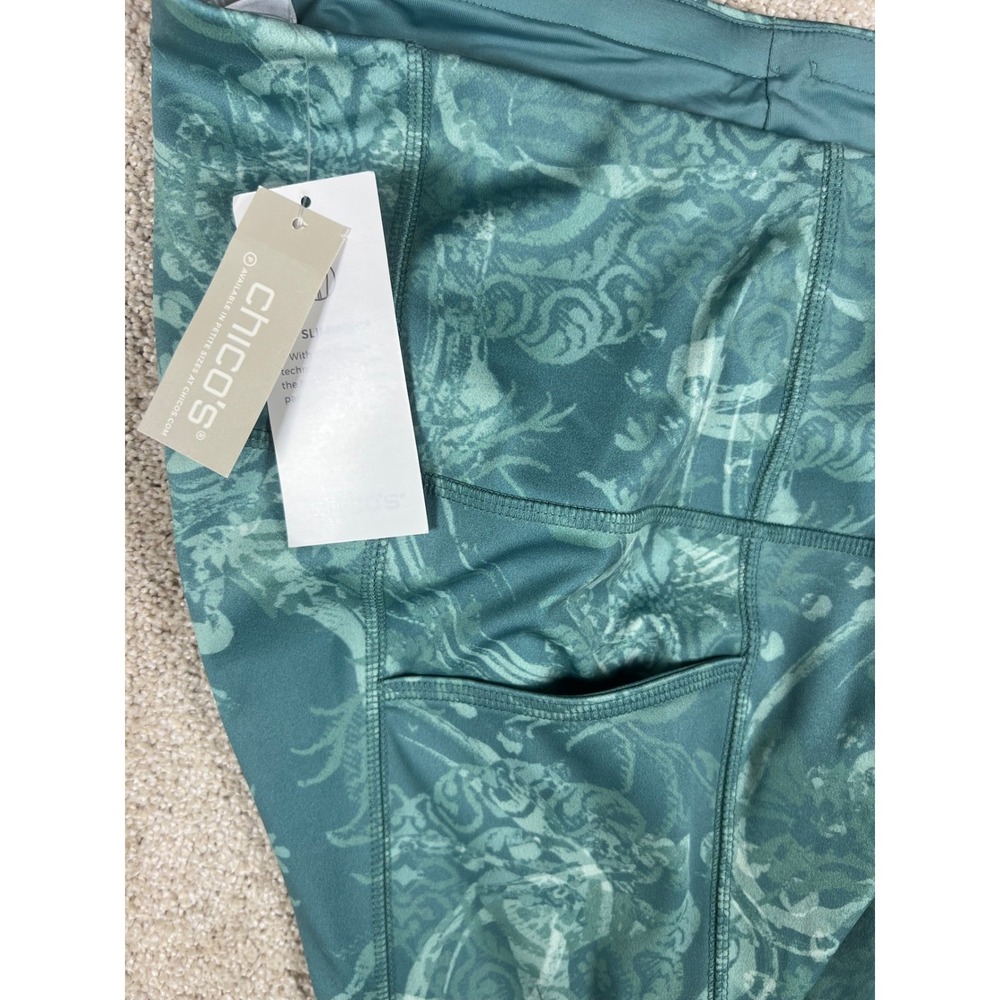 Chicos Zenergy So Slimming 0 NWT Teal Paisley Pocket Leggings Athletic - Picture 4 of 8